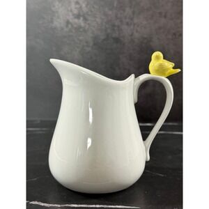 BIA Cordon Bleu White 5in Ceramic Pitcher with Yellow Bird on Handle